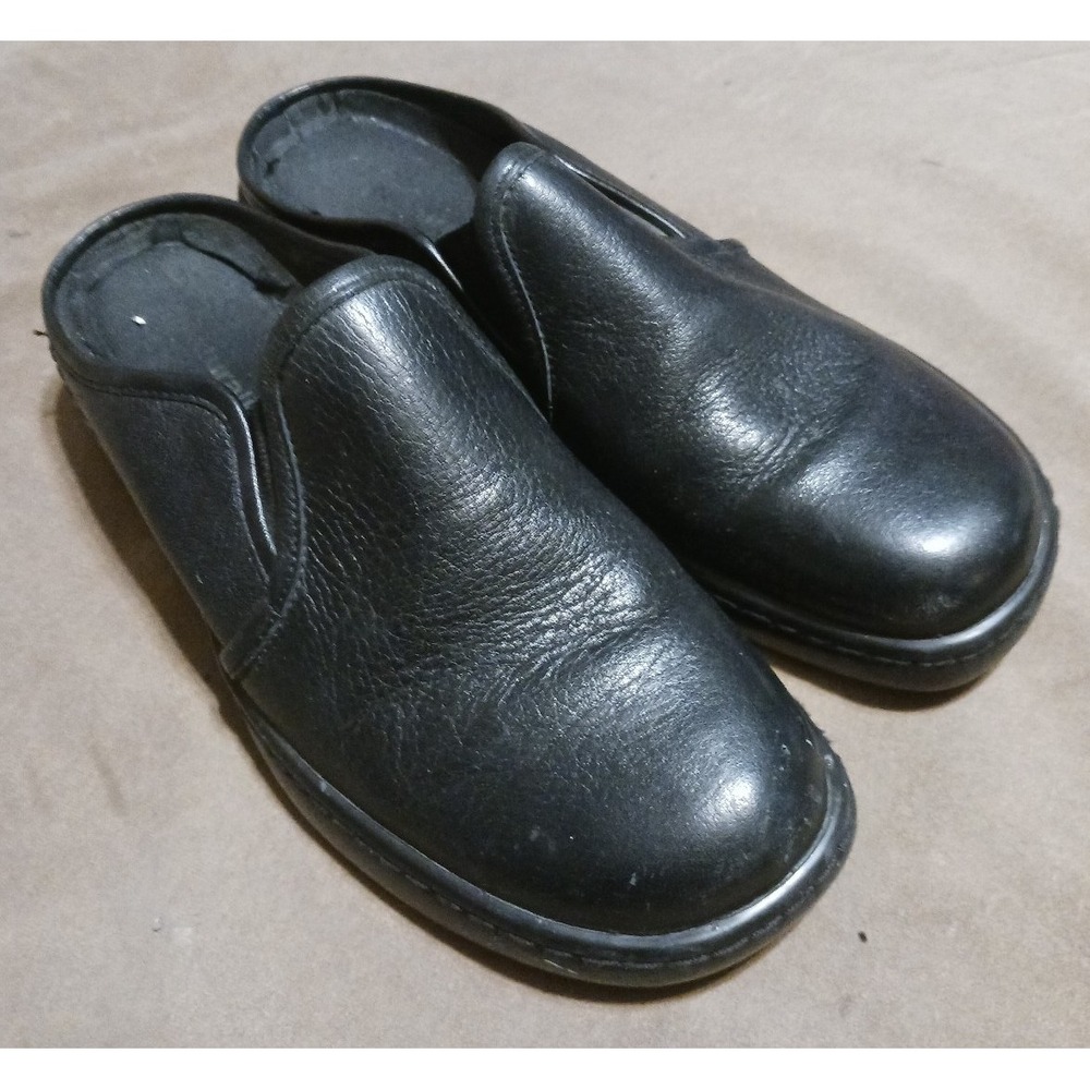 Naturalizer Women's Black Genuine Leather Slip On Shoes Open Back,‎ Size 7